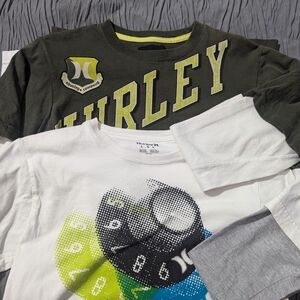 Hurley Long Sleeve Tee Black and White with Bold Graphics